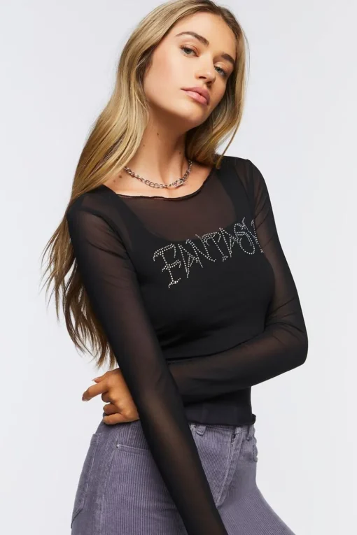 Rhinestone Fantasy Mesh Top
