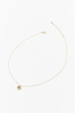 Rhinestone Floral Charm Necklace