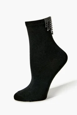 Rhinestone Fringe Crew Socks