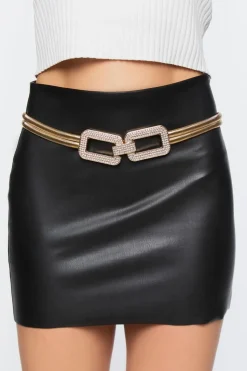 Rhinestone Geometric Snake Chain Belt
