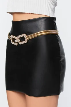 Rhinestone Geometric Snake Chain Belt