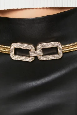 Rhinestone Geometric Snake Chain Belt