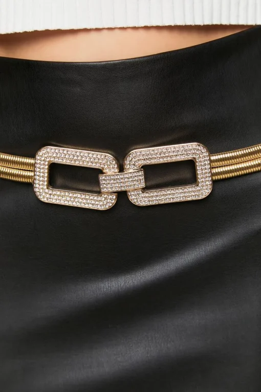 Rhinestone Geometric Snake Chain Belt
