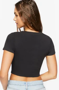 Rhinestone Graphic Cropped Tee