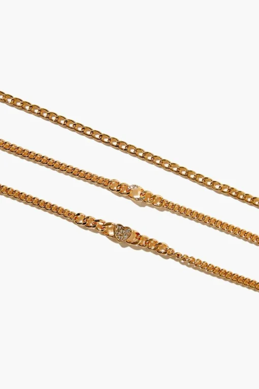 Rhinestone Heart Bracelet Set