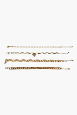 Rhinestone Heart Bracelet Set