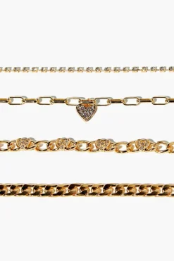 Rhinestone Heart Bracelet Set