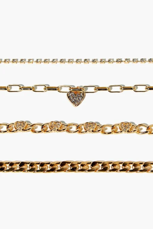 Rhinestone Heart Bracelet Set