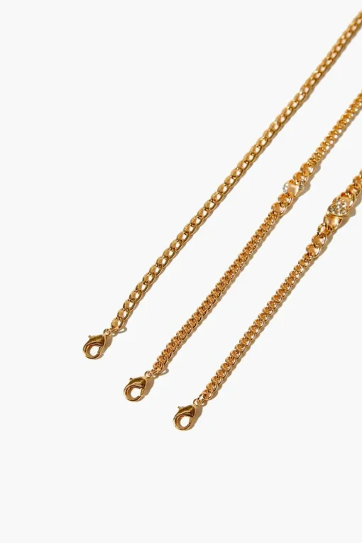Rhinestone Heart Bracelet Set