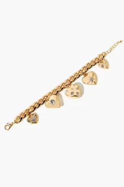 Rhinestone Heart Charm Bracelet