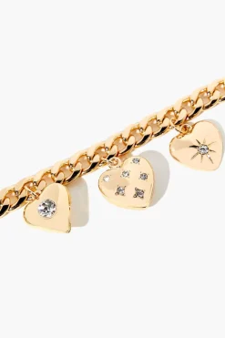 Rhinestone Heart Charm Bracelet