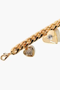 Rhinestone Heart Charm Bracelet