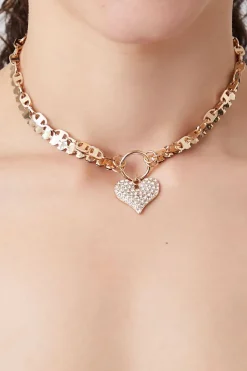Rhinestone Heart Choker Necklace