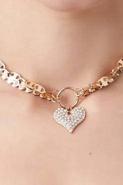 Rhinestone Heart Choker Necklace