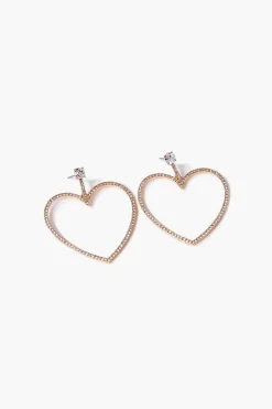 Rhinestone Heart Drop Earrings