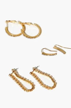 Rhinestone Hoop Earring Set