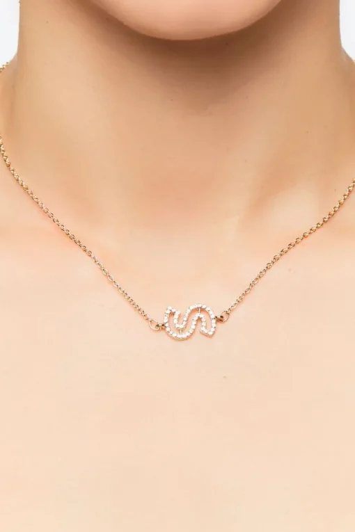 Rhinestone Initial Pendant Necklace