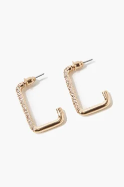 Rhinestone Open Hoop Earring Set