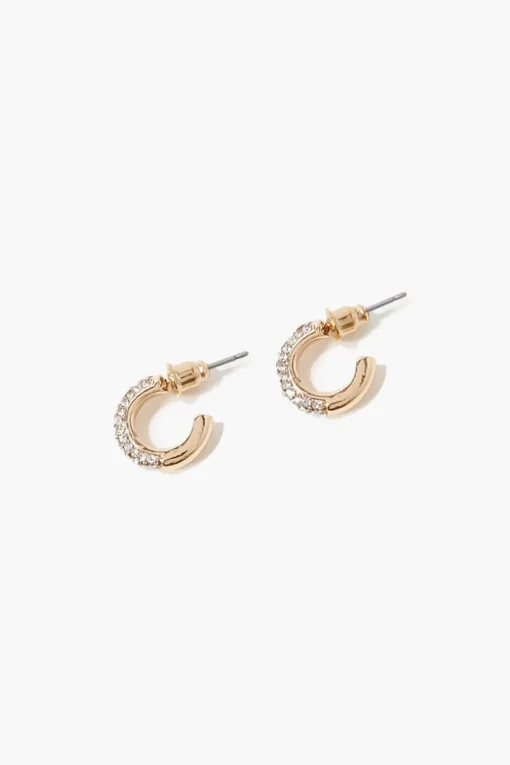 Rhinestone Open Hoop Earring Set