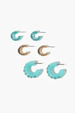 Rhinestone Open-End Hoop Earrings