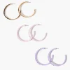 Rhinestone Open-End Hoop Earring Set