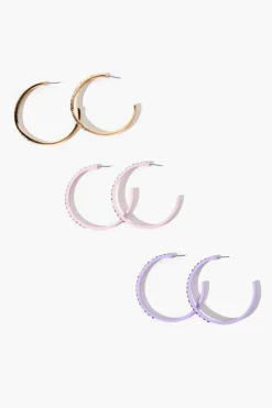 Rhinestone Open-End Hoop Earring Set