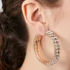 Rhinestone Open-End Hoop Earrings