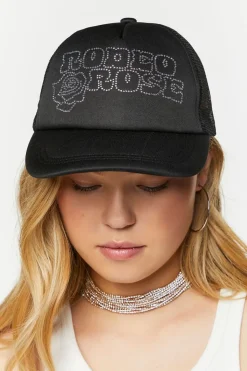 Rhinestone Rodeo Rose Trucker Hat