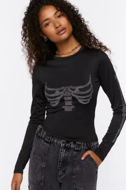 Rhinestone Skeleton Graphic Tee