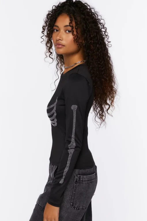 Rhinestone Skeleton Graphic Tee