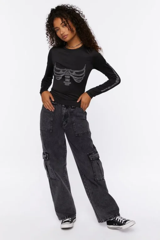 Rhinestone Skeleton Graphic Tee