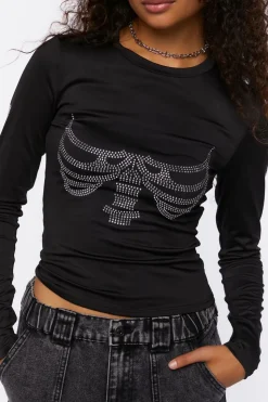 Rhinestone Skeleton Graphic Tee