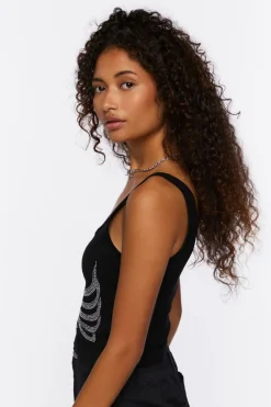 Rhinestone Skeleton Tank Top