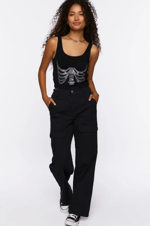 Rhinestone Skeleton Tank Top