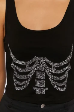 Rhinestone Skeleton Tank Top