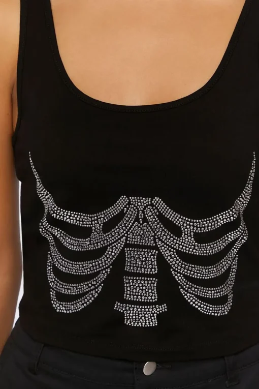 Rhinestone Skeleton Tank Top