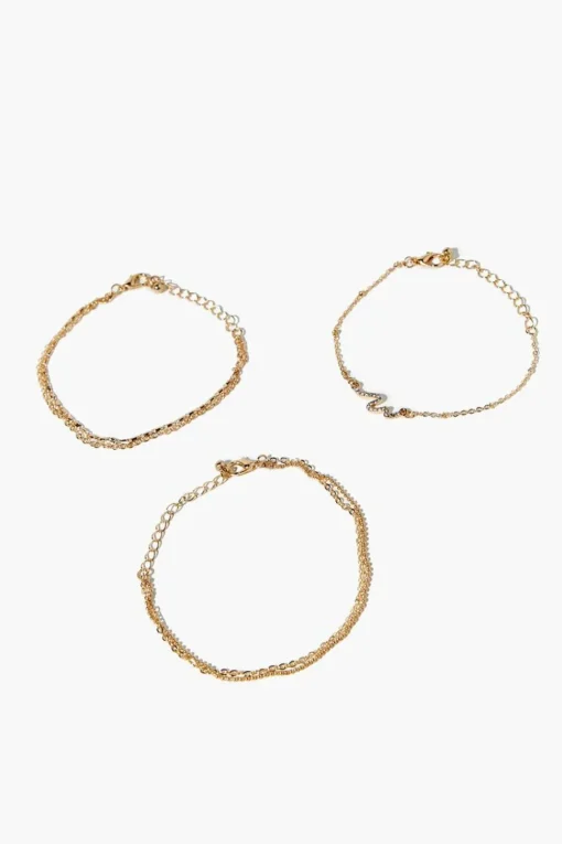 Rhinestone Snake Charm Bracelet Set