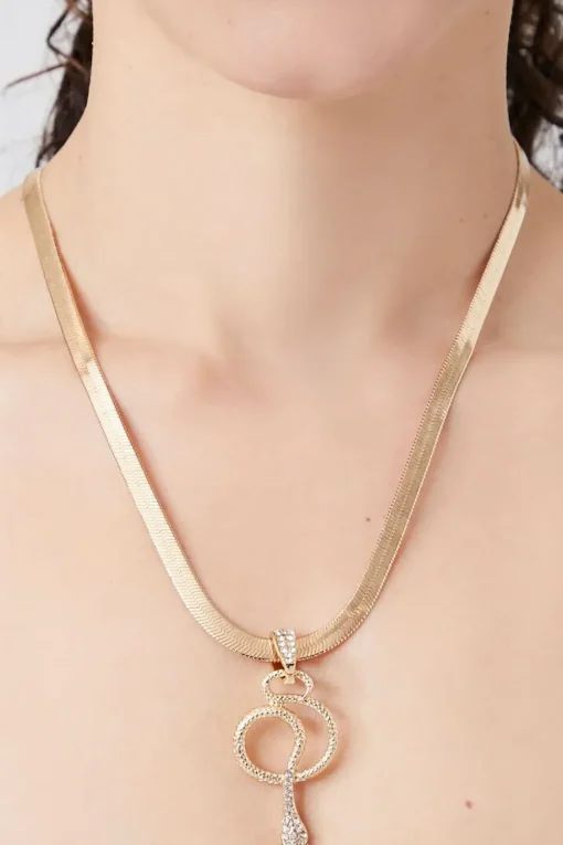 Rhinestone Snake Pendant Necklace