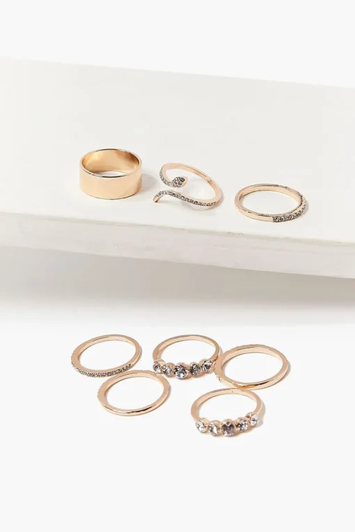 Rhinestone Snake Ring Set