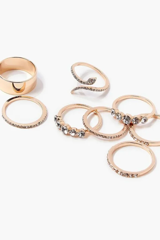Rhinestone Snake Ring Set