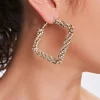 Rhinestone Square Hoop Earrings
