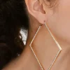 Rhinestone Square Hoop Earrings