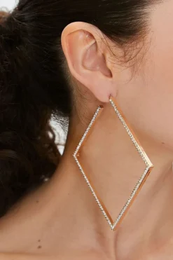 Rhinestone Square Hoop Earrings