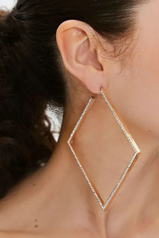 Rhinestone Square Hoop Earrings