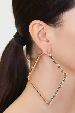 Rhinestone Square Hoop Earrings