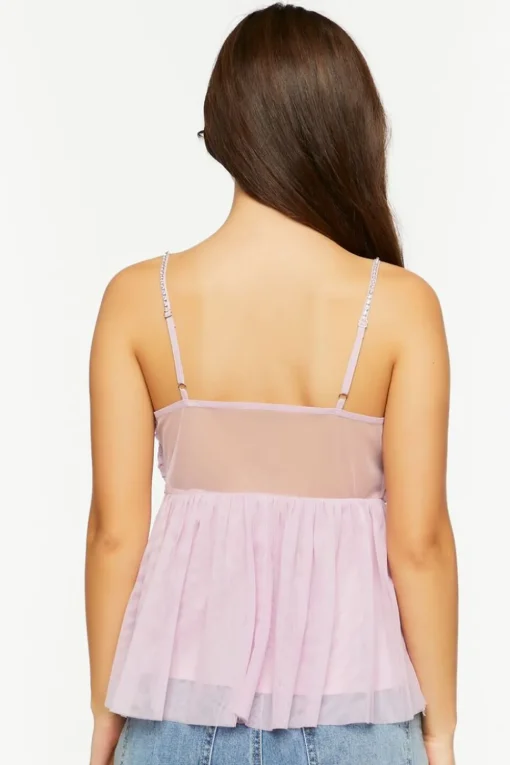 Rhinestone Twisted Babydoll Cami