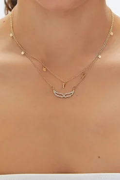 Rhinestone Wing Layered Necklace Set