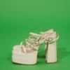 Rhinestone-Buckled Platform Heels