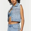 Rhinestone-Fringe Denim Shorts