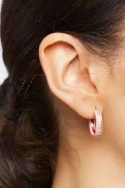 Rhinestone-Trim Hoop Earrings